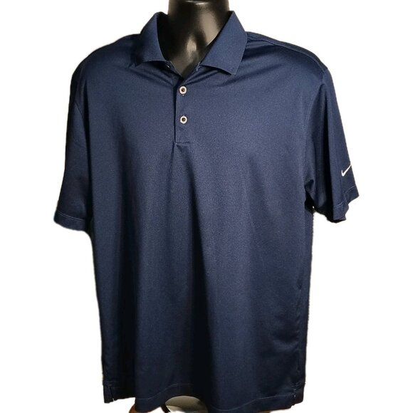 Nike Other - Men's Nike Golf Dri-Fit Short Sleeved 100% Polyester Navy Polo Shirt Large